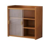 Porte-gobelets, Armoire de Rangement de Bureau en Bambou - Étagère à épices et Porte-gobelets - Organisateur de comptoir avec Porte coulissante - Idéal pour la Cuisine, Le Bureau, Le restaur