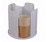 Porte-Gobelets en Carton à 4 Compartiments, Support pour Tasse à Café Porte Gobelet Bureau Porte-Gobelet Distributeur Gobelets Papier Rotatif à 360° pour Café Magasin Maison Bureau Fête Buffet (Gris)