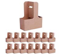 Porte-gobelets en Papier Kraft,Porte Boisson avec Poignée,Café Porte Emporter Porte-Gobelet,pour Boissons Chaudes et Froides, Plats à Emporter, Café et Restaurant,17.5 * 8 * 22.5cm,15 Pièces