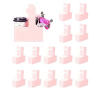 Porte-gobelets en Papier Kraft,Porte Boisson avec Poignée,Café Porte Emporter Porte-Gobelet,pour Boissons Chaudes et Froides, Plats à Emporter, Café et Restaurant,17.5 * 8 * 22.5cm,15 Pièces(Rose)