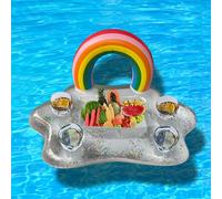 Porte Gobelets Gonflable Pour Piscine D'été, Seau De Fête, Nuage Arc-En-Ciel, Joue Le Rôle De Refroidisseur De Boisson, Plateau De Table, Bar Anneau De Natation De Plage