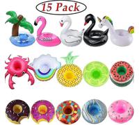Porte-Gobelets Gonflables, Lot De 15, Porte-Gobelets Flottants, Dessous De Verre Flamant Rose Pour Fête À La Piscine