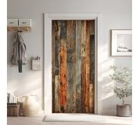 Porte Grange Effet 3D Sticker Porte, Planche de Bois Rustique Papier Autocollant Porte Mural Décoration, Vintage Sombre Stickers Muraux Amovible PVC 95x215 cm 5Yl47