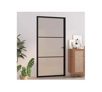 vidaXL Porte intérieure 102,5x201,5 cm Noir, verre mat et aluminium 350555