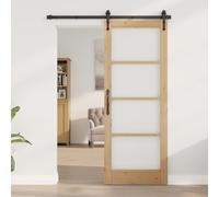 Porte intérieure avec Verre ORKDAL 78x202x4 cm Bois Solide en pin,Portes d'entrée,23.17KG-4102687