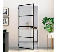 Porte intérieure en aluminium, 76 x 201,5 cm, design moderne, verre de sécurité, cadre noir, durable pour les pièces à vivre