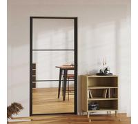 Porte intérieure ESG en verre et aluminium noir 102,5 x 201,5 cm avec poignée et accessoires de montage pour cadre en bois de 35 à 50 mm de style moderne avec vitre en verre transparent et cadre