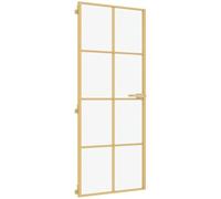 Porte intérieure mince doré 83x201,5 cm verre trempé aluminium cadre fin robuste compatible cadres 35-50 mm design moderne pour maison et bureau protection intimité