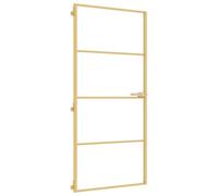 Porte intérieure mince doré 93x201,5 cm verre trempé aluminium cadre fin robuste panneau mat design moderne pour maison bureau transition élégante