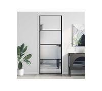 vidaXL Porte intérieure 155116 mince 76x201,5 cm verre trempé aluminium noir