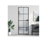 Porte intérieure mince noir 76x201,5 cm verre trempé aluminium 155124