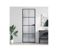 vidaXL Porte intérieure mince noir 76x201,5 cm verre trempé aluminium