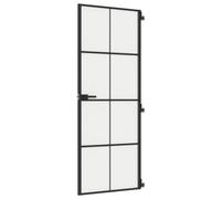 vidaXL Porte intérieure mince noir 76x201,5 cm verre trempé aluminium