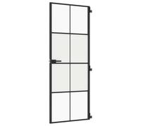 Porte intérieure mince noir 76x201,5 cm verre trempé aluminium cadre fin robuste compatible cadre 35-50 mm design moderne pour maison transition lumineuse et intimité