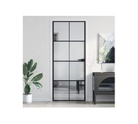 Porte intérieure mince noir 83x201,5 cm verre trempé aluminium 155126