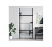 vidaXL Porte intérieure mince noir 93x201,5 cm verre trempé aluminium