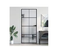 vidaXL Porte intérieure mince 93x201,5 cm verre trempé aluminium Noir 155128