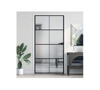 vidaXL Porte intérieure mince aluminium noir verre trempé