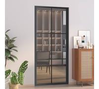 vidaXL Porte intérieure 83x201,5 cm Noir Verre ESG et aluminium