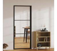 Porte Intérieure Verre ESG et Aluminium 83x201,5 cm Noir Porte Vitrée vidaXL