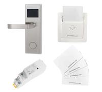 PORTE ITALIANE, Kit Poignée électronique, Lecteur RFID, Serrure Anti-panique, Contrôle d'Accès Chambres d'Hôtel et Maisons de Vacances, Poche Energy Saver, 4 Cartes RFID, Pousser à Gauche