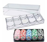Porte Jetons De Poker, Porte Frites Jeton De Bingo Plateau,Boîte À Jetons Acrylique avec Couvercle,Organisateur De Mallette De Rangement Transparent pour Jeu De Cas ino,Peut Contenir 100 Jetons