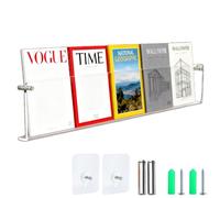 Porte-journaux mural de 40 cm à coller ou à percer, en acrylique transparent, étagère murale, étagère murale pour magazines, bibliothèque invisible pour salle de bain, bibliothèque, salon