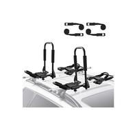VEVOR Porte-Kayak pour Toit 2 Paires, Galerie de Toit à Pliage Rapide, Barres de Toit Souples en J, pour Planche de Surf, Canoë, SUP, Planche de Ski, Montage sur Voiture, SUV, Camion, 2 Kayaks, Voyage