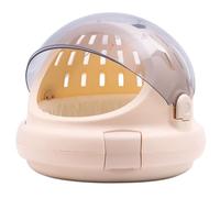 Porte-Lapin Portable Beige en Demi-Cercle avec Coussin et poignée, Cage de Voyage pour Cochon d'Inde pour Petits Animaux, Lapins, Hamsters, furets