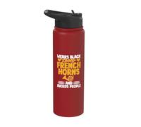 Porte le cor noir aime les cornes françaises évite les gens Stainless Steel Insulated Water Bottle