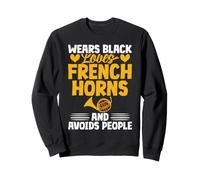 Porte Le cor Noir Aime Les Cornes françaises évite Les Gens Sweatshirt