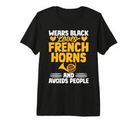 Porte Le cor Noir Aime Les Cornes françaises évite Les Gens T-Shirt Haut de Gamme
