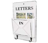 Porte-lettres, porte-lettres mural en bois rétro magnifique avec crochet pour ranger les lettres, cartes postales, journaux pour la décoration(W261803 Letter Insert Hook-White, 12)