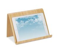 Relaxdays Porte-livre 10046321 – Bois naturel, design moderne, support pour tablette, cuisine/bureau