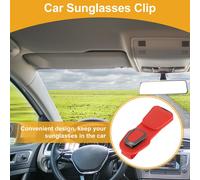 Porte-Lunettes De Soleil Pour Voiture Avec Clip Magnétique Universel Pour Pare-Soleil En Cuir synthétique/Métal Rouge 13.5X5Cm 1 Pièce
