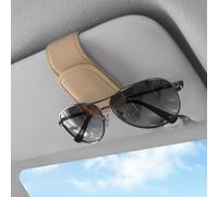 Porte Lunettes pour Voiture pour Hyundai i10 LA BA PA 2008-2024, Cuir Clip de Support de Lunettes de Visière de Voiture Magnétique Support Lunettes,Beige