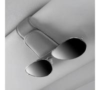 Porte Lunettes pour Voiture pour Hyundai i10 LA BA PA 2008-2024, Cuir Clip de Support de Lunettes de Visière de Voiture Magnétique Support Lunettes,Grey
