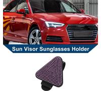 Porte-Lunettes Soleil Pare-Soleil Voiture / Clip Lunettes Soleil Pare-Soleil Triangle MagnéTique Pour SUV Camion / Organisateur Panneau Pare-Soleil Cuir PU/1 Pc Rose Faux Diamant