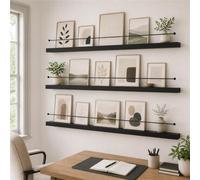 Porte Magazines Design Mural, Présentoir Revues Noir, Support Papier Mural | Métal Durable, Composition Trois Éléments Et Silhouette Fine Pour Intérieur Moderne(47.2"/120cm)