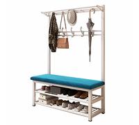 Porte-manteau 3 en 1 avec banc à chaussures - Porte-vêtements exquis et cintre pour entrée, 8 crochets, 2 niveaux de rangement de chaussures, porte-manteau élégant et décoration d'intérieur