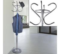 Porte-manteau, argent, zone d'entrée, porte-manteau flexible, porte-manteau, base en marbre, 4 crochets, étagère, porte-manteau, LxlxH 47x37,5x186 cm