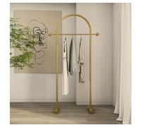 Porte-manteau arqué en métal avec étagère - Cintre simple indépendant pour chambre à coucher, salon, vitrine de magasin de vêtements - Couleur dorée élégante, design peu encombrant