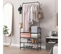 Porte-manteau autonome avec étagères de rangement en métal et crochets pour entrée, couloir, chambre à coucher