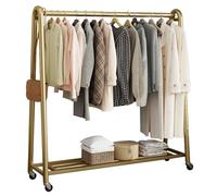 Porte-manteau autoportant avec roues universelles, cintre robuste et étagères, parfait pour sécher les vêtements et nizer l'espace Jaune 60 cm