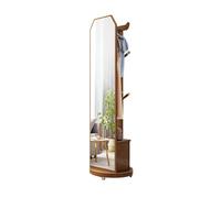 Porte-manteau autoportant Porte-manteau de sol en bois massif, cintre avec tiroir, armoire de rangement, porche d'entrée, cintre for vêtements de sol, miroir complet amovible Porte-manteau de couloir