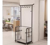 Porte Manteau Autoportant, Porte-parapluies, Support de Rangement pour Couloir d'hôtel avec bac Anti-fuite d'eau de Pluie, Étagères Mobiles pour Suspendre Vêtements, Chapeaux, Sacs et Autres Objets(Bl