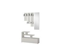 Toilinux - Porte manteau avec banc design Vesti - L. 100 x H. 61 cm - Blanc - Vesti Blanc G