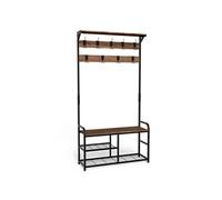 Porte manteau avec banc et etageres meuble entrée 185x85x33cm