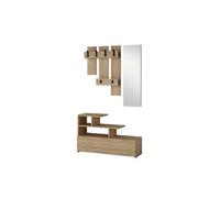 Toilinux - Porte manteau avec Banc et Miroir - L.100 x H.61 cm - Marron - Vesti Marron