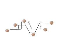 Porte-manteau avec boutons en bois Present Time Zig Zag Noir 21x8,5 cm